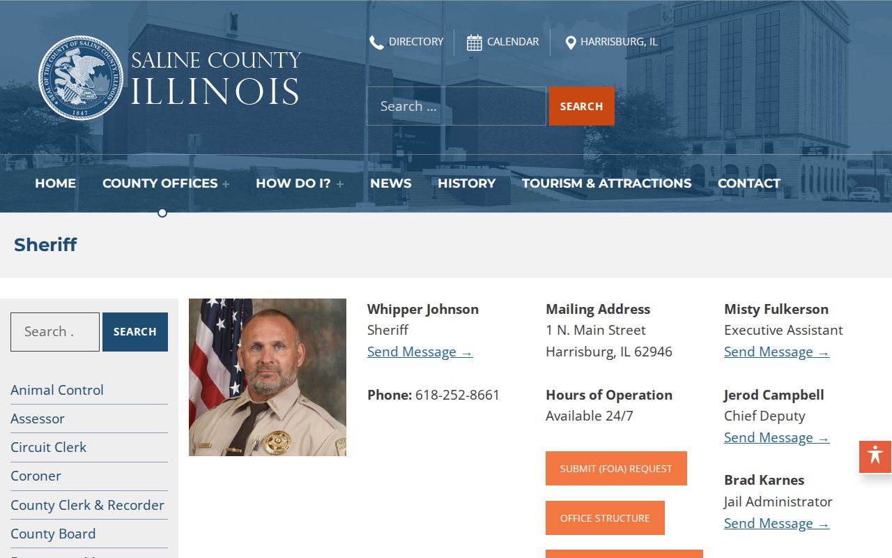 Saline County Sheriff detention contact and FOIA page